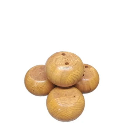 Furniture Legs Solid Wood Bun Feet Screw-in Clear Finish Set 4 - Image 1 of 4