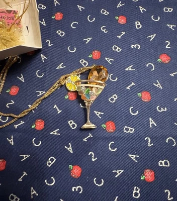 Betsey Johnson Crystal Garnish Margarita 3D Gold Pendant Necklace - Image 1 of 4