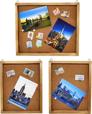 Wooden Framed Cork Board Set of 3 – Bulletin Boards for Wall with Push Pins, ... - Image 1 of 4