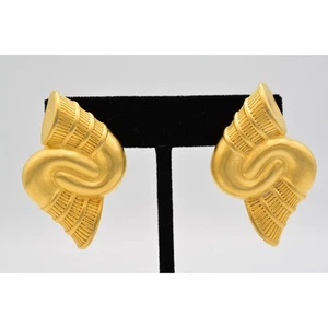 Givenchy Vintage Ohrclips gebürstet Gold klobig signiert fett 80er 80er 9G - Bild 1 von 12