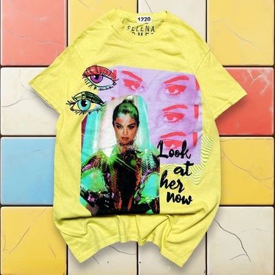Selena Gomez Concert Band Tee Y2K Women S Yellow Album Look At Her Now Shirt Pop - Image 1 of 4