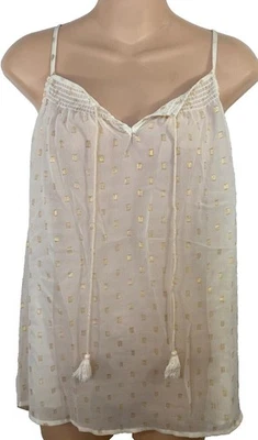 Blusa sin mangas transparente Maurices para mujer talla L beige dorado metálico H31 Foto 1 de 4