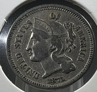 1871 3 Cent Nickel Super Original MS Beauty scratches on obverse  - Image 1 of 2