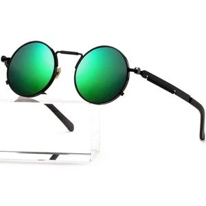 Round Steampunk Sunglasses Circle Lennon Glasses Gothic Metal Frame 100% UV B... - Picture 1 of 7