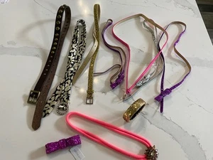 Crewcuts J.Crew LOT Girls Glitter Leather Belts Hair Bow Clip Necklace Size M - Picture 1 of 8