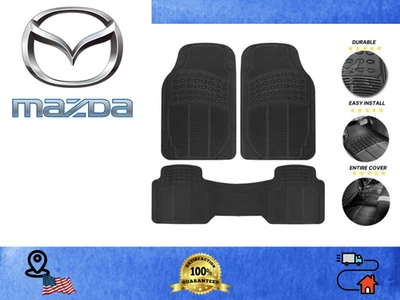 For all Mazda vehicles Floor Mats Front & Rear 3pcs Black Anti Slip Set - Image 1 of 4