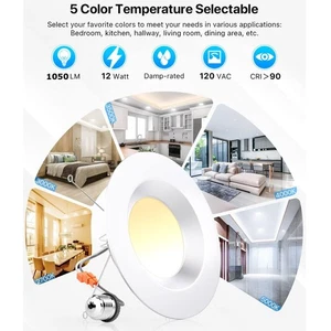 5/6 inch LED Recessed Lighting, 15W Dimmable Ceiling Can Lights with Baffle Trim - Picture 1 of 19