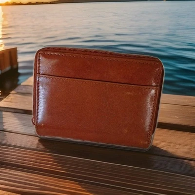 Vintage Brahmin Leather Bi-fold Zip Around Wallet Chestnut Brown - Image 1 of 4