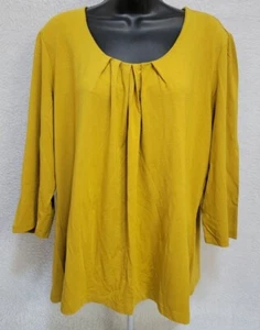 Dialogue Womens Shirt Top Blouse Size 1X Yellowish Green NEW - Picture 1 of 12