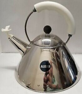 Alessi Michael Graves Whistling Kettle, White Handle & Bird