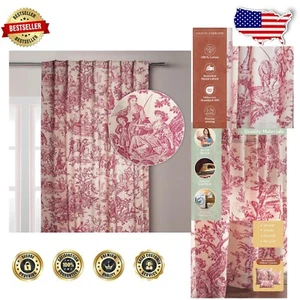 Washable Elegant 108" Length Toile Curtains 50" W - Perfect for Vintage Homes - Picture 1 of 12