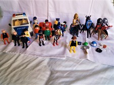 Playmobil Lot of 20 Figures, Horses w Knights, Racing Car, Police Car, Pirate  