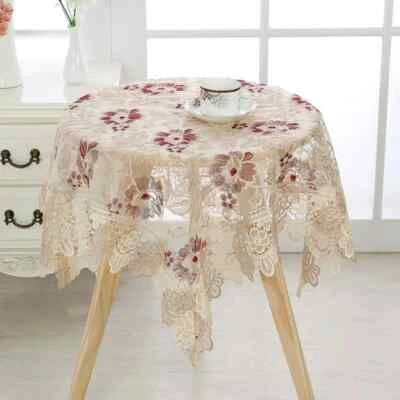 Table Cover Rectangular/Square/Round Tablecloth Embroidered Lace Tables Cloth - Image 1 of 4