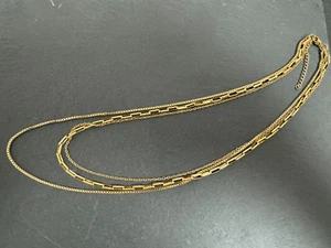 Edelstahl Kette Collier 3-reihig vergoldet 46+4 cm - Bild 1 von 5