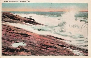 Surf at Boothbay Harbor, Maine Vintage PC - Picture 1 of 2