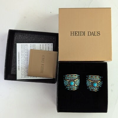 New Heidi Daus Clip Earrings Blue Purple Swarovski FAB - Image 1 of 3