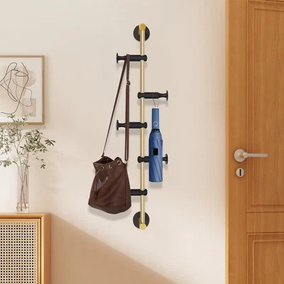 Wall Mounted Coat Rack w/5 Adjustable Hooks Metal Wall Hanger Bedroom Hat Holder - Image 1 of 4