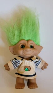 Vintage Ace Neuheit 5" Wishstone grüner Stern Stein und Haar Troll C183  - Bild 1 von 7