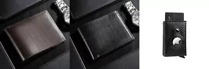 Airtag Mens Carbon Fiber RFID Blocking Wallet Money Slim Credit Card Holder - Picture 1 of 30