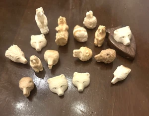 (Group of 16) Miniature Hard Composite Figures of BEARS and BEAR HEADS-FREE SHIP - Picture 1 of 5