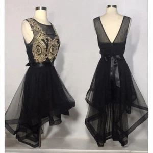 VTG Y2K Black Gold Dress Size 9 Burlesque Rockabilly Whimsigoth Fairy Steampunk - Picture 1 of 14