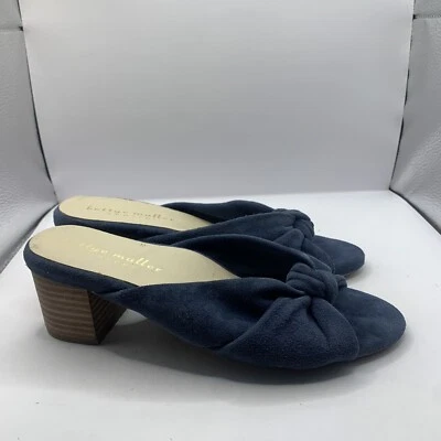 Bettye Muller Floyd Block Heel Sandal women’s size 6.5M slip on Navy blue suede  - Изображение 1 из 4