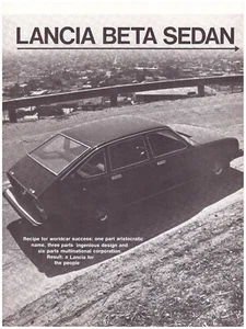 1975 Lancia Beta Sedan, Detailed USA Car Magazine Road Test Report - Picture 1 of 1