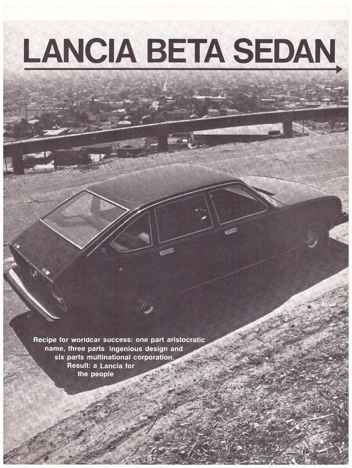 Lancia Beta 1975 sedán, detallado revista de autos de EE. UU. informe de prueba de carretera Foto 1 de 1