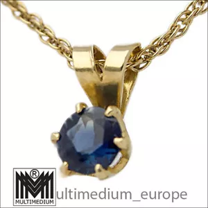 333er Gold Anhänger blauer Saphir Safir blue sapphire 8ct pendant - Bild 1 von 5