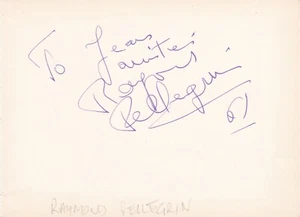 Raymond Pellegrin - French actor - 1961 VINTAGE SIGNED AUTOGRAPH ALBUM BOOK PAGE - Foto 1 di 2
