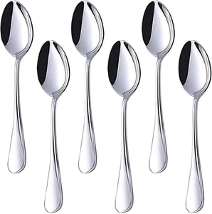 Teaspoons Stainless Steel, 6 Piece Dinner Spoons Set 6.7 Inches Dessert Spoons U - Picture 1 of 12
