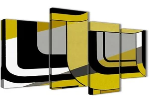 Large Yellow Grey Painting Abstract Living Room Canvas Decor - 4409 - 130cm - Picture 1 of 5