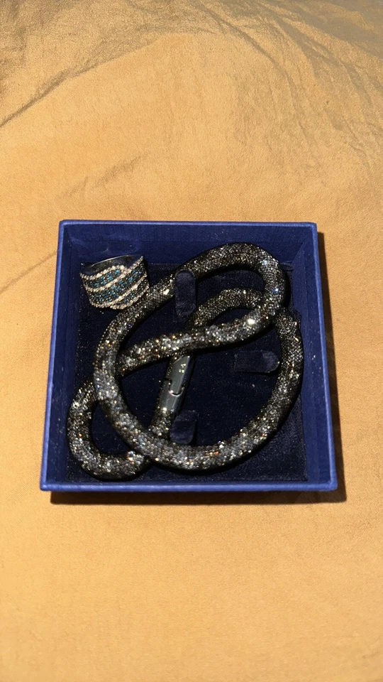 Pulseira Swarovski Stardust cristal azul envoltório duplo - Imagem 1 de 4