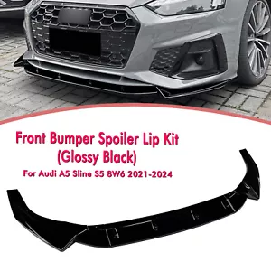 Front Bumper Spoiler Lip Body Kit For Audi A5 Sline S5 8W6 2021-2024 23 Black 3x - Picture 1 of 13