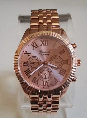 Reloj informal elegante de moda Ginebra con acabado en oro rosa para hombre Foto 1 de 4