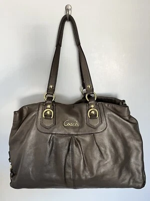 Coach Ashley Leather Carryall Shoulder Bag Purse Metallic Bronze F15513 VNTG - Image 1 of 4