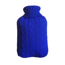 2L Large Natural Rubber Hot Water Bottle Bag Faux Fur Fleece Knitted Warm Cover.