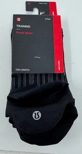 Paquete de 3 calcetines Lululemon Power Stride Tab para hombre M negros gimnasio de entrenamiento - Imagen 1 de 3