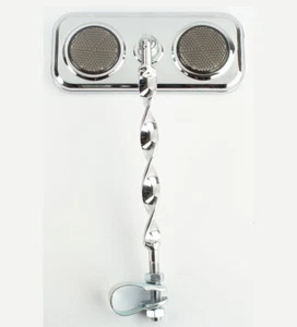 LOWRIDER CLASSIC RECTANGLE FLAT TWISTED MIRROR W/BLACK REFLECTORS CHROME - Picture 1 of 1