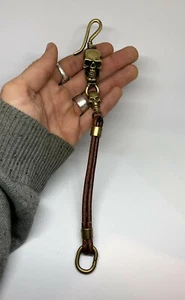 Totenkopf Haken für Kette und Schlüssel Messing Geldbörse Biker Rock Stil Schlüsselring - Bild 1 von 2
