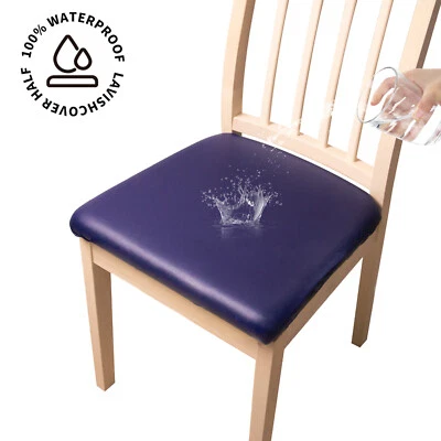 LAVISHCOVER Waterproof PU Leather Seat Covers for Dining Chairs,Chair Seat Covers Set of 6