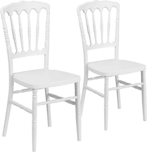 2 Pack HERCULES Series White Resin Stacking Napoleon Chair - Picture 1 of 8