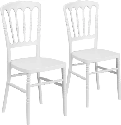 2 Pack HERCULES Series White Resin Stacking Napoleon Chair - Image 1 of 4