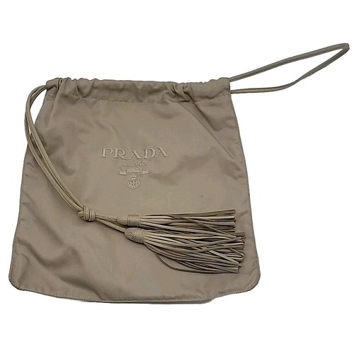 Borsa antipolvere vintage Prada cordino grigio vintage rivestita in nylon resistente all'acqua