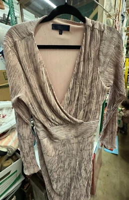 Vestido midi envolvente manga larga rosa polvoriento de Rachel by Rachel Roy para mujer talla XL Foto 1 de 4