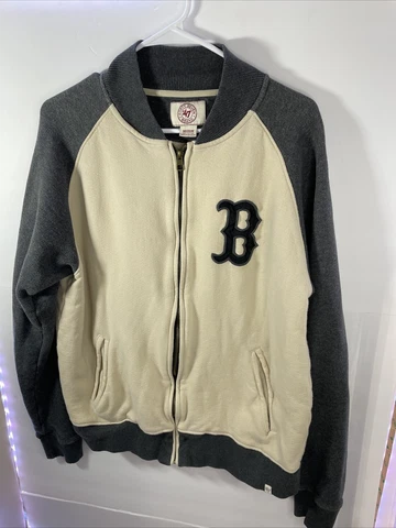 '47 Brand Boston Red Sox Varsity-Style Full-Zip Grey Sweater -Men's Size Medium Cover