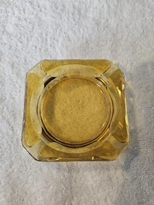 Vintage ~ Glass Ashtray ~ Amber/gold color ~ 4 Rests USA Marked 3.5 Inches - Picture 1 of 3