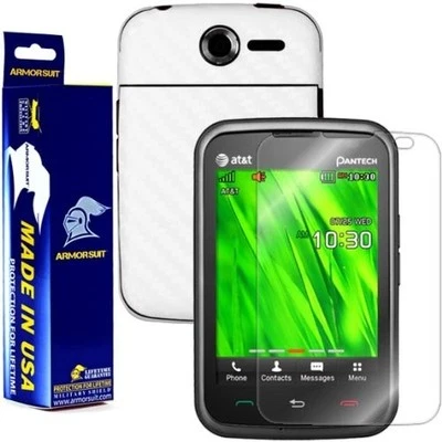 ArmorSuit MilitaryShield Pantech Renue Screen + White Carbon Fiber Skin USA - Image 1 of 4