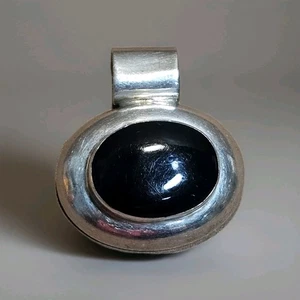 Colgante Vintage Plata de Ley 925 Ónix Negro - México - Grande 16.77g Ovalado... - Imagen 1 de 7