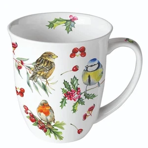 Tasse, Porzellantasse BIRDS IN WINTER 0,4l Ambiente | Rotkehlchen, Meise, Spatz - Bild 1 von 1